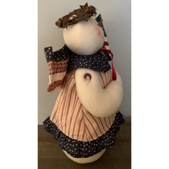 Snow Angel Plush Halo Wings US Flag Patriotic Red White Blue Terry’s Village 14" - Picture 9 of 12
